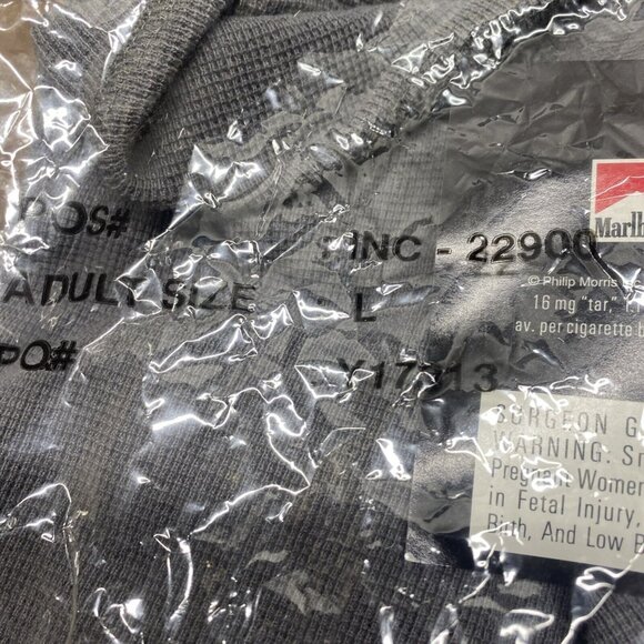 Vintage Marlboro Grey Thermal Long Sleeve Shirt L NEW W/ TAGS And Original Bag - Picture 2 of 5
